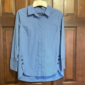 Blue Striped Button-Up Shirt button design